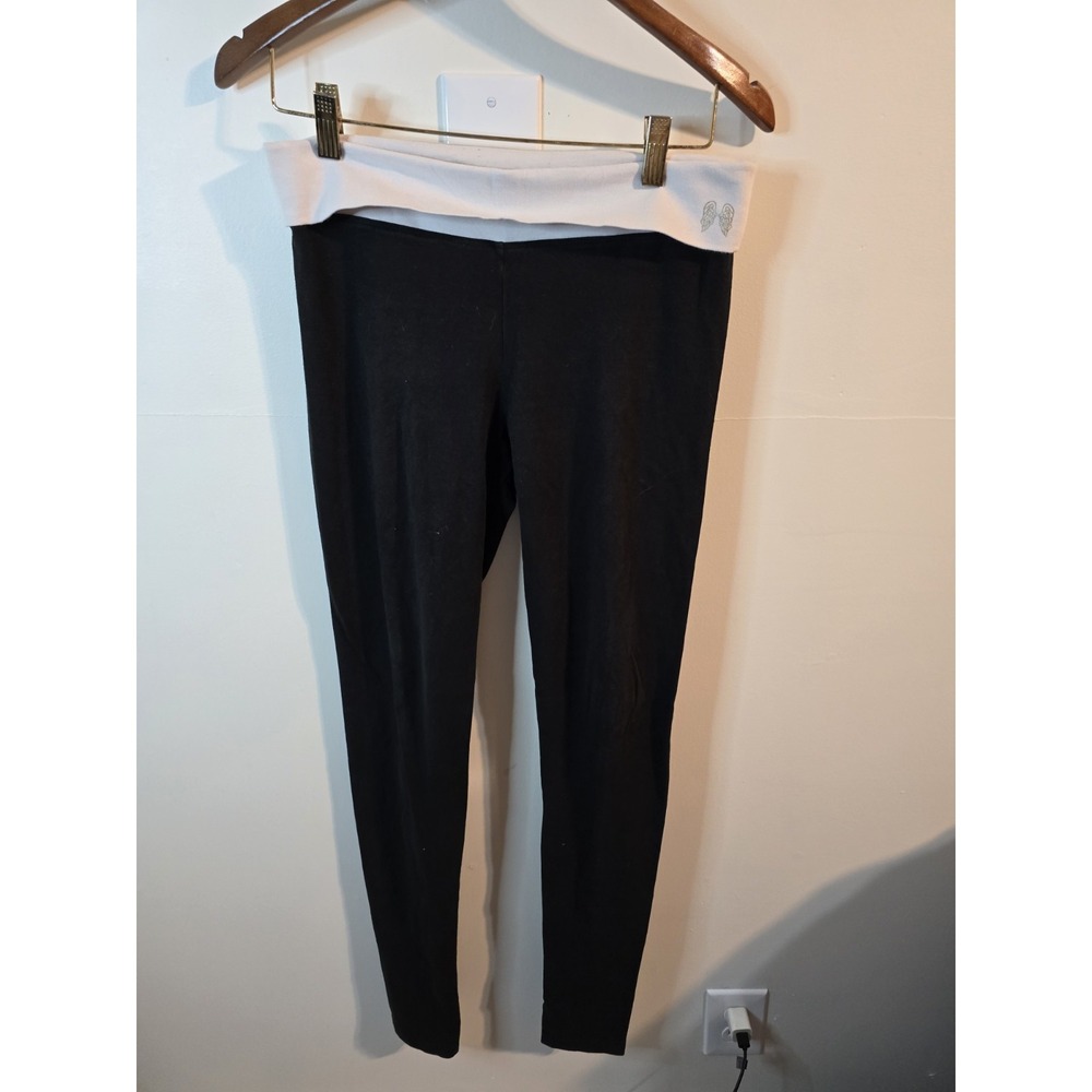 Y2K Victoria's Secret Legging Women's SM Black Cotton Foldover Waistband